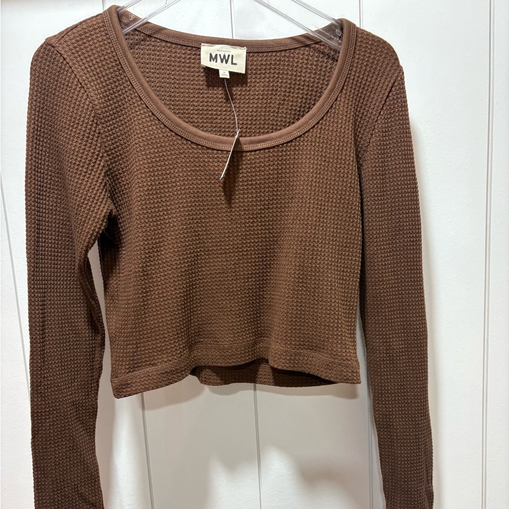 Madewell Brown Waffle Knit Crop Top size medium new with tags